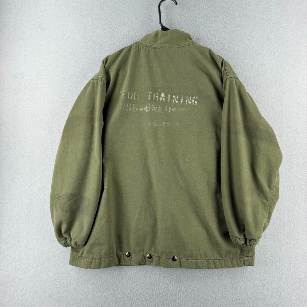 Vintage Military Jacket Mens Medium 70s 1977 Slant Pocket Stencil Serval Zipper